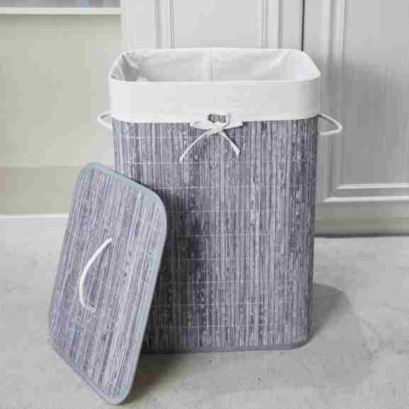 Homestyle Pro wasmand met handvatten en uitneembare polyester voering in grijs en wit