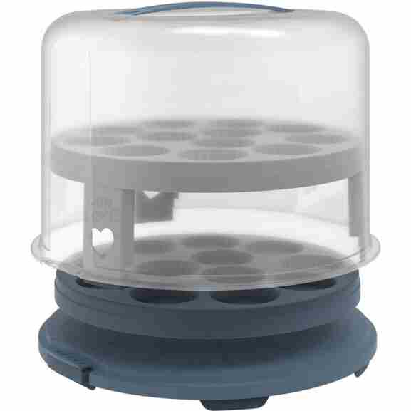 Bewaar en vervoer taarten veilig met de Rotho Fresh taartdoos XL met cupcake-houders in blauw/transparant. Nu te bestellen