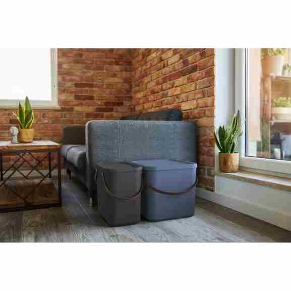 Duurzame Rotho Albula opbergbox in antraciet met comfortabele handgrepen, stapelbaar design en 40 liter inhoud voor veelzijdig