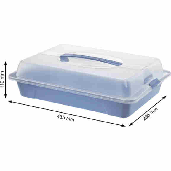 Blauw/transparante Rotho Partybutler serveertray met praktische draaggreep en twee koelpads in het onderste gedeelte voor