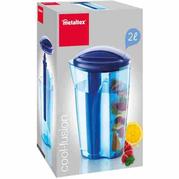 Metaltex Cool Infusion schenkkan met filter in blauw, 2L, perfect voor gekoelde dranken