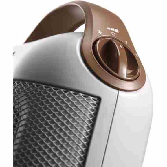 Delonghi HFX30C18.IW keramische kachel met snoer en schakelaar, in wit en bruin
