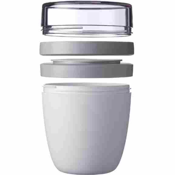 De Ellipse Lunchpot van Mepal in Nordic White met handige draaisluiting waarmee je de twee compartimenten van 500ml en 200ml