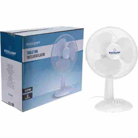 Excellent Electrics witte tafel ventilator met 30 cm diameter en 45W vermogen