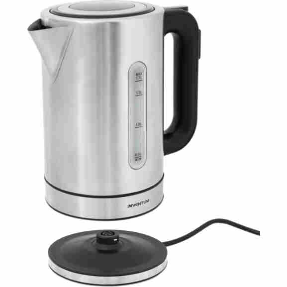 Inventum HW817D waterkoker met verborgen verwarmingselement en warmhoudfunctie in RVS en zwart