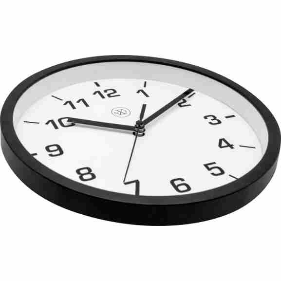 Nextime Nx-7321Zw zwarte kunststof wandklok met witte wijzerplaat