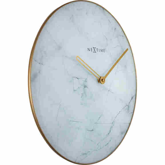Witte wandklok Nextime Marble met marmer design