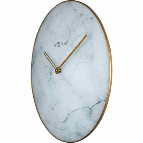 Nextime Marble wandklok in wit marmer met elegante gouden details