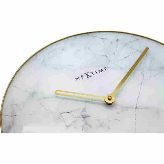 Witte Nextime Marble klok met glas en metaal constructie