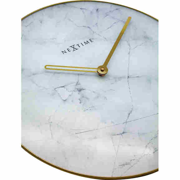 Nextime Marble wandklok in wit met stil mechanisme