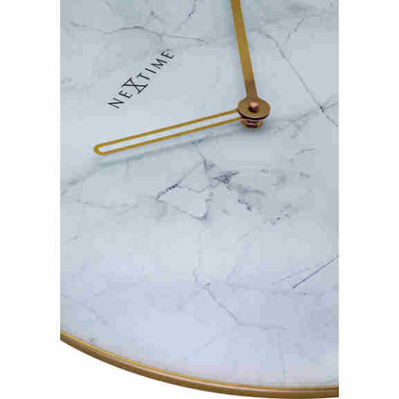 Witte Nextime Marble klok, Ø 40 cm, perfect voor modern interieur