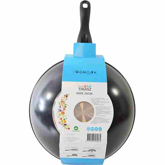 Voor Thuisz Lugano zwarte wok met vaatwasmachinebestendige coating