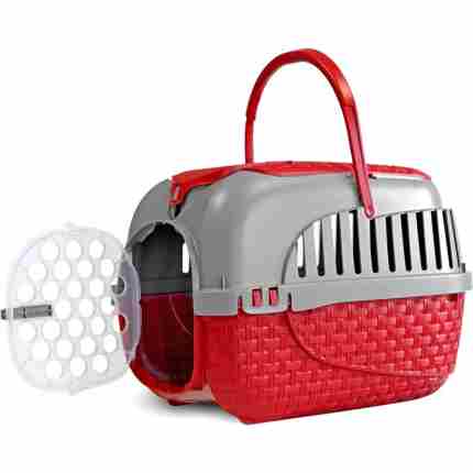 Bama Pet Transportbox 52X33X34 Cm Rood/Zilver