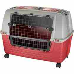 Honden Transportbox Auto met Wielen 88x52x60 – Rood/Grijs