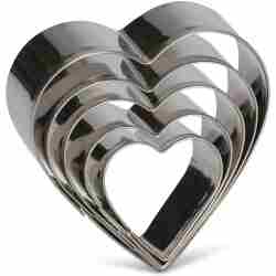 Patisse Uitsteekvormen Hart Set Van 5 Stuks Rvs